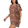 thumbnail image 2 of Rateoe Red Houses Pattern Women's Short-Sleeved Pajama Set - 2 Piece Soft and Lightweight Sleepwear Set-Medium, 2 of 7