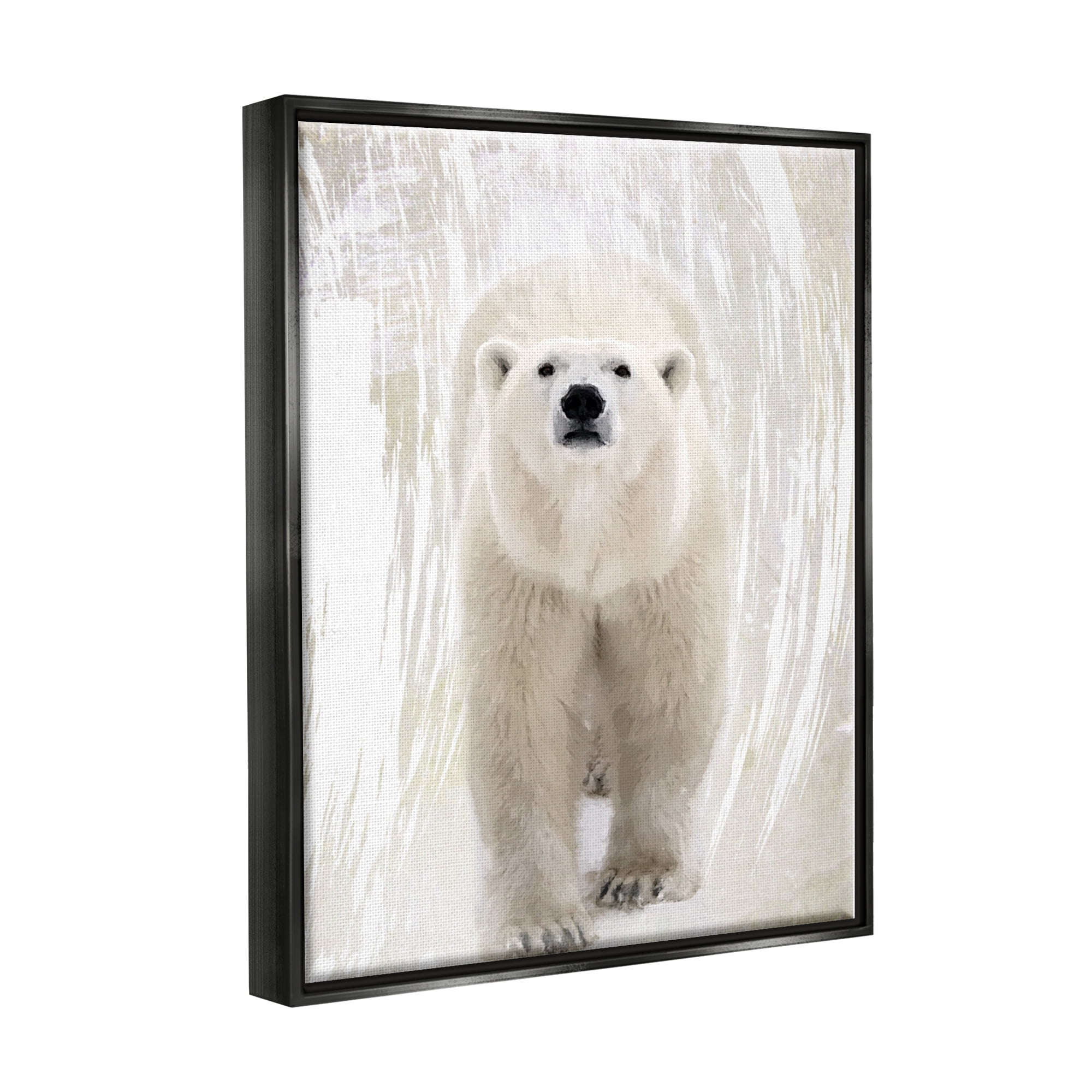 Stupell Industries Modern Polar Bear Portrait Animals & Insects Painting Black Floater Framed Art Print Wall Art, 25 x 31