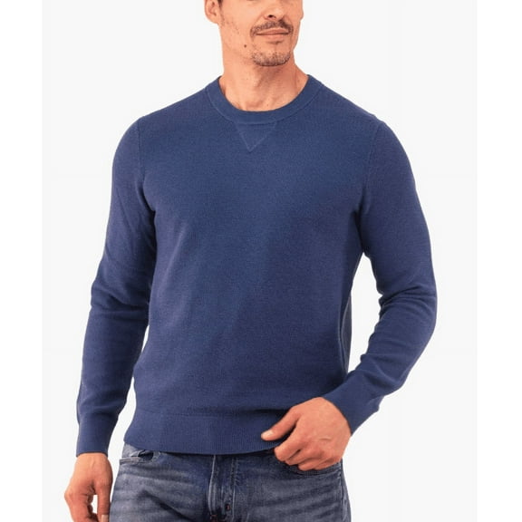 Michael Kors Sweater Men's 3XL Denim Blue Regular-Fit Solid Crewneck