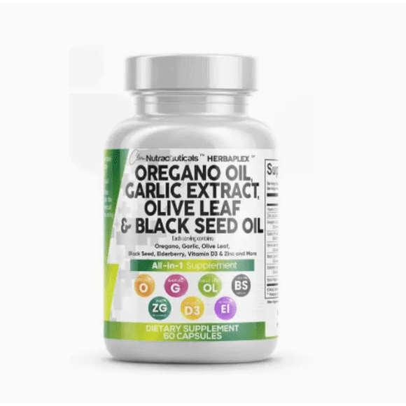 Herbal Oil Blend Capsules with Oregano, Black Seed, Garlic & Olive Leaf – Daily Herbal Formula, 60 Capsules, Makeup Organizers