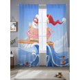 thumbnail image 2 of Coastal Christmas Santa Sheer Curtains 96 Inch Length 2 Panels Set Window Treatments, Ocean Beach Wave Nautical Surfing Rod Pocket Semi Curtains for Living Room/Bedroom/Kitchen Décor, 104"W x 96"L, 2 of 7