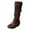 Brown, variant on Slouchy Wide Mid Calf Boots for Women 2025 Fashion Buckle Leather Low Heel Winter Fall Pull on Tall Dress Boots Black Size 9.5