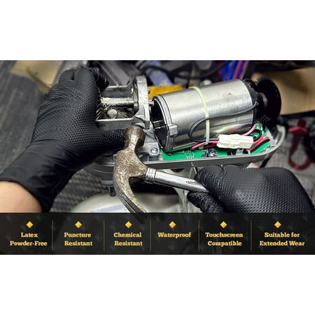 TitanFlex ThorGrip Heavy Duty Black Industrial Nitrile Gloves, 8-mil, XL, Box of 100, Latex Free, Raised Diamond Texture, Powder Free, Food Safe, Rubber Gloves, Mechanic Gloves