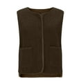 thumbnail image 6 of Womens Sherpa Vest Sleeveless Button Down/Zip Up Cropped Gilet Soft Fitted Fall Winter Warm Casual Jacket with Pockets, 6 of 8
