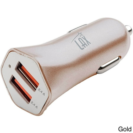 LAX Gadgets Dual USB 4.8A Fast Car Charger for iPhone 6S Plus 6 Plus 6 5 SE 5S 5 5C 4S, Samsung Galaxy S7 S6 Edge Plus Note 5 4 S5 Tab S, LG, HTC, Nexus, iPad Cigarette Lighter Power Adapter
