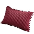 thumbnail image 1 of Paquete de 2 fundas de almohada decorativas lumbares con pompones, juego de fundas de cojín rectangulares sólidas de pana suave para sofá, dormitorio, coche, sala de estar, 1 of 7