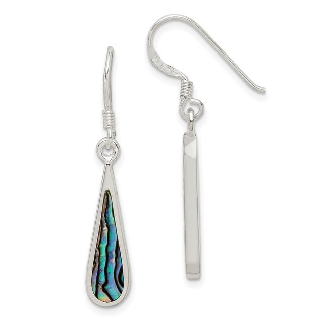 925 Sterling Silver Abalone Teardrop Drop Dangle Earrings Pearl Natural Stone Shell