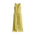 thumbnail image 7 of Guluxicc Jumpsuits for Women Sleeveless Wide Leg V Neck Ruffled Linen Romper One Piece Overall Comfy Beach Vacation Clothes, 7 of 7