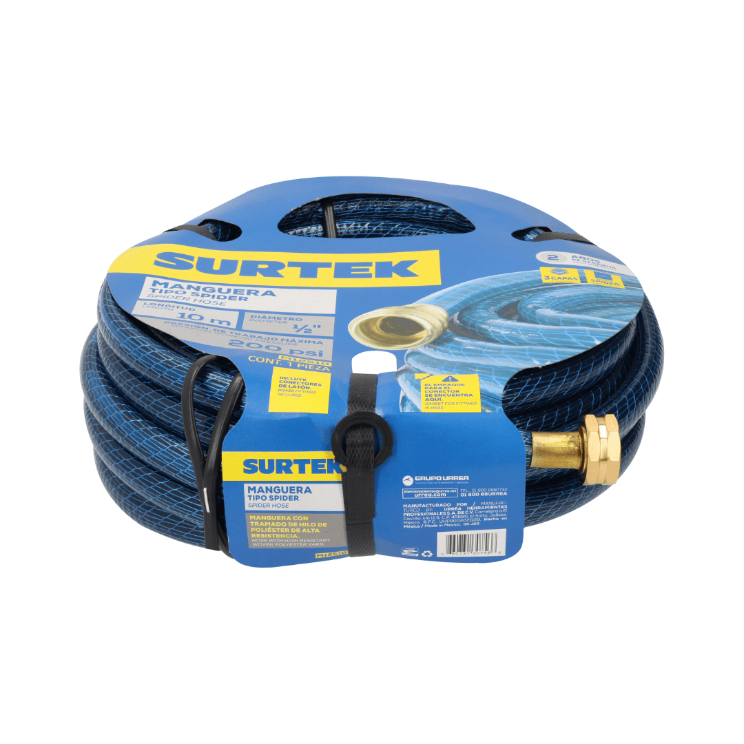 Surtek Spider Garden Hose with Metallic Connector 1/2", 10m reel