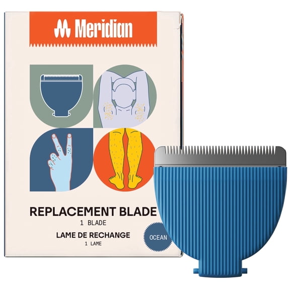 Meridian Trimmer Electric Shaver Replacement Blade for Groin & Bikini Grooming, Signature Ceramic, Ocean, 1-Pack