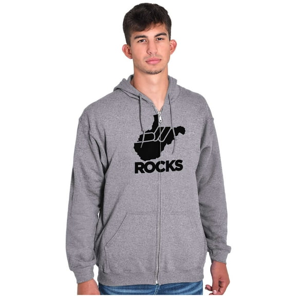 West Virginia Rocks Travel Souvenir Unisex Fleece Graphic Zip Up Hoodie Brisco Brands 2X