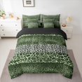 thumbnail image 2 of Castle Fairy Green Leopard Print Twin Bedding Sets,Patchwork Bedding Comforter Set, 2 of 8