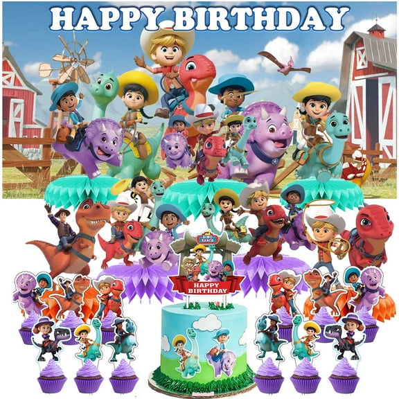 Dino Ranch Honeycomb Centerpieces Table Toppers Decorations for Birthday Backdrop Party Decor Supplies Banner