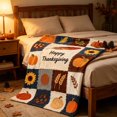 thumbnail image 4 of Flannel Blanket Black Autumn Thanksgiving Patterned, Soft Warm Plush Throw Cover, 27.5x39.4inLightweight Quilt, Versatile Furnishing for Sofa Bed Camping Household Daily Decoration, 4 of 6