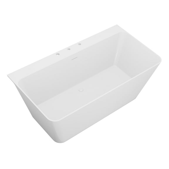 Vault Series 59 in. x 30 in. Flat Bottom Acrylic Freestanding 63 Gallon Soaking Bathtub with Center Drain in White