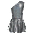 thumbnail image 5 of Doomiva Women's One Shoulder Metallic Flared Mini Dress Bodycon Mini Short Dress Clubwear Black 160, 5 of 7