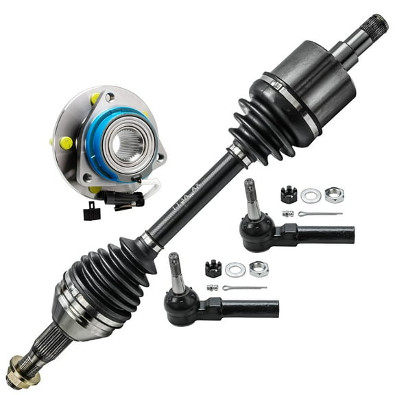Detroit Axle - Front Passenger Side CV Axle Shaft Assembly & Front Wheel Hub Bearing Assembly w/2 Outer Tie Rods for Buick Chevrolet Pontiac Models