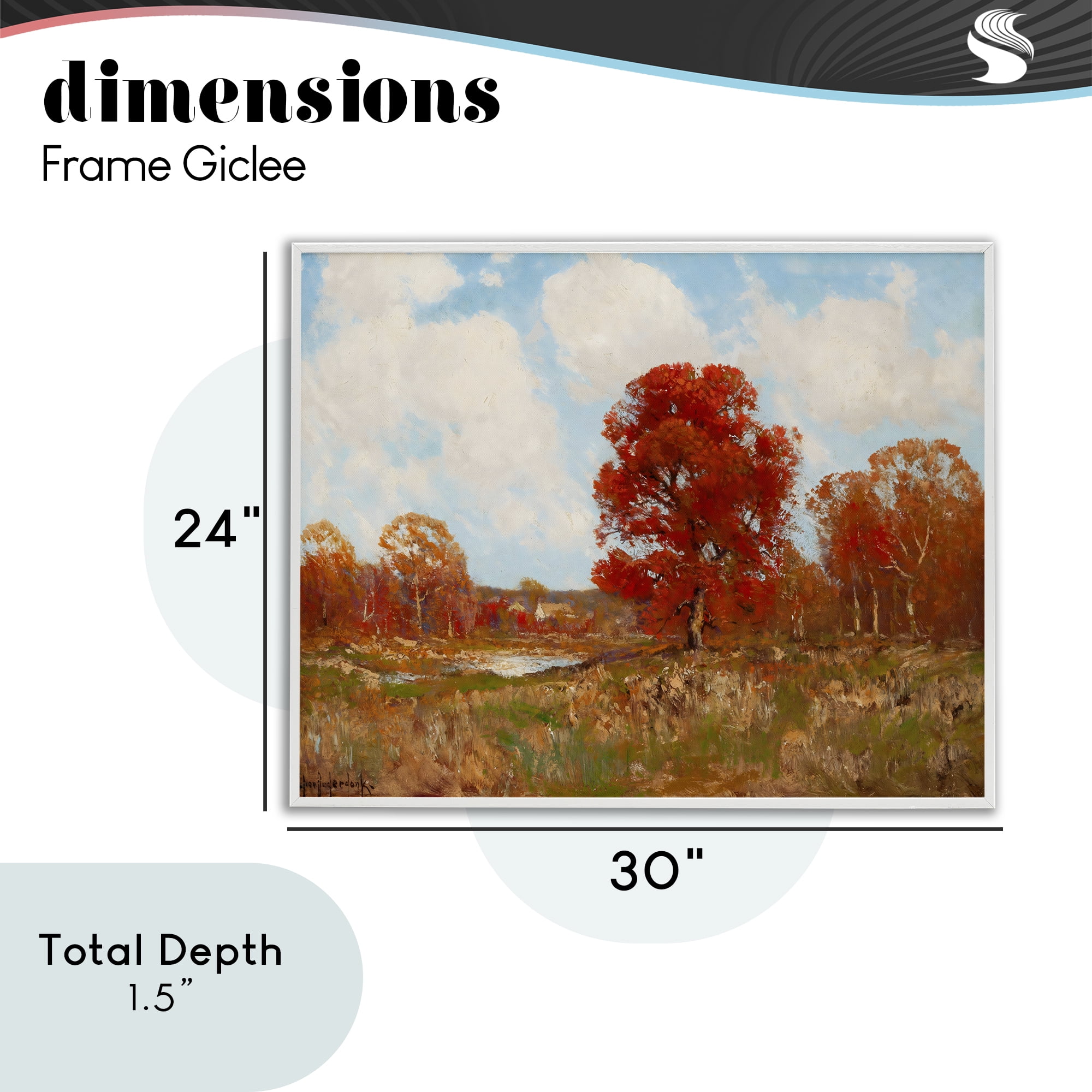 Fall Landscape with Red Foliage White Framed Giclee Art, design by Arlington Prints