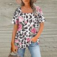 thumbnail image 1 of Fiudx Ofertas Flash Del Día Solo En Línea Top de Manga Corta con Cuello Cuadrado Regular y Estampado Sexy de Verano para Mujer, 1 of 6