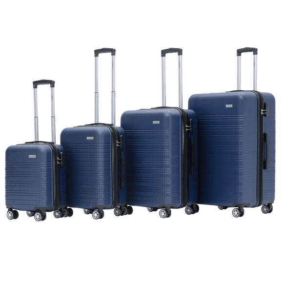 Set de 4 Maletas Compass Montevideo Color Azul con Ruedas 360°
