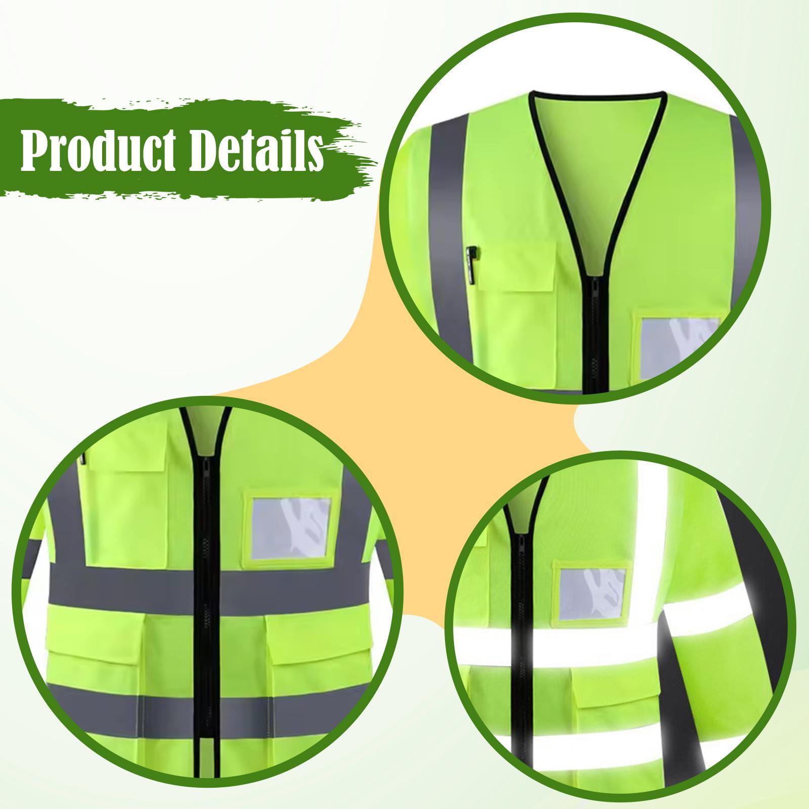 Reflective Safety Vest Work Clothing High Visibility Lightweight Long Sleeve for Men Women Surveyors