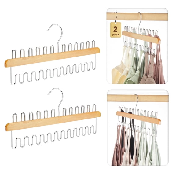 Cozymood Belt and Bra Hangers with Hooks, Tank Top Hangers 2 Pack 24 Hooks Holds 48 Bras, Space Saving Hangers for Closet