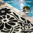 thumbnail image 6 of Lahome Waterproof Outdoor Rug 4'x6', Reversible Plastic Straw RV Camping Mat - Portable Abstract Flower Patio Carpet for Deck, Backyard, Balcony, Garden (Black & White), 6 of 9
