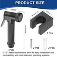 thumbnail image 2 of Kit de rociador de baño de metal con control de presión de agua ajustable con soporte para rociador de bidet y tornillo, negro, 2 of 6
