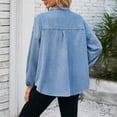 thumbnail image 2 of ShomPort Denim Jackets for Women Casual Long Sleeve Lapel Button up Shacket Jacket with Pockets, 2 of 6