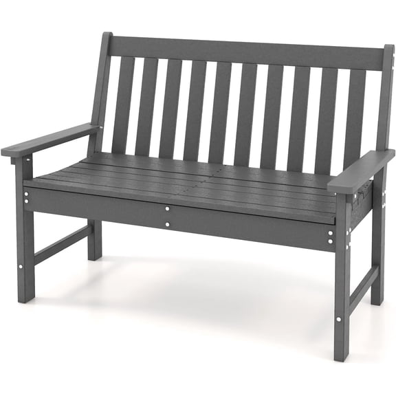 QISHENSHUI 2-Person Outdoor Garden Park Bench, All-Weather HDPE Patio Loveseat Chair with Cozy Backrest, Ergonomic Loveseat Bench for Backyard, Poolside, Front Porch, 705 lbs Max Load