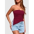 thumbnail image 4 of Top Bandeau PRETTYGARDEN Mujer Verano 2025 Sin Tirantes Rojo Vino, 4 of 6