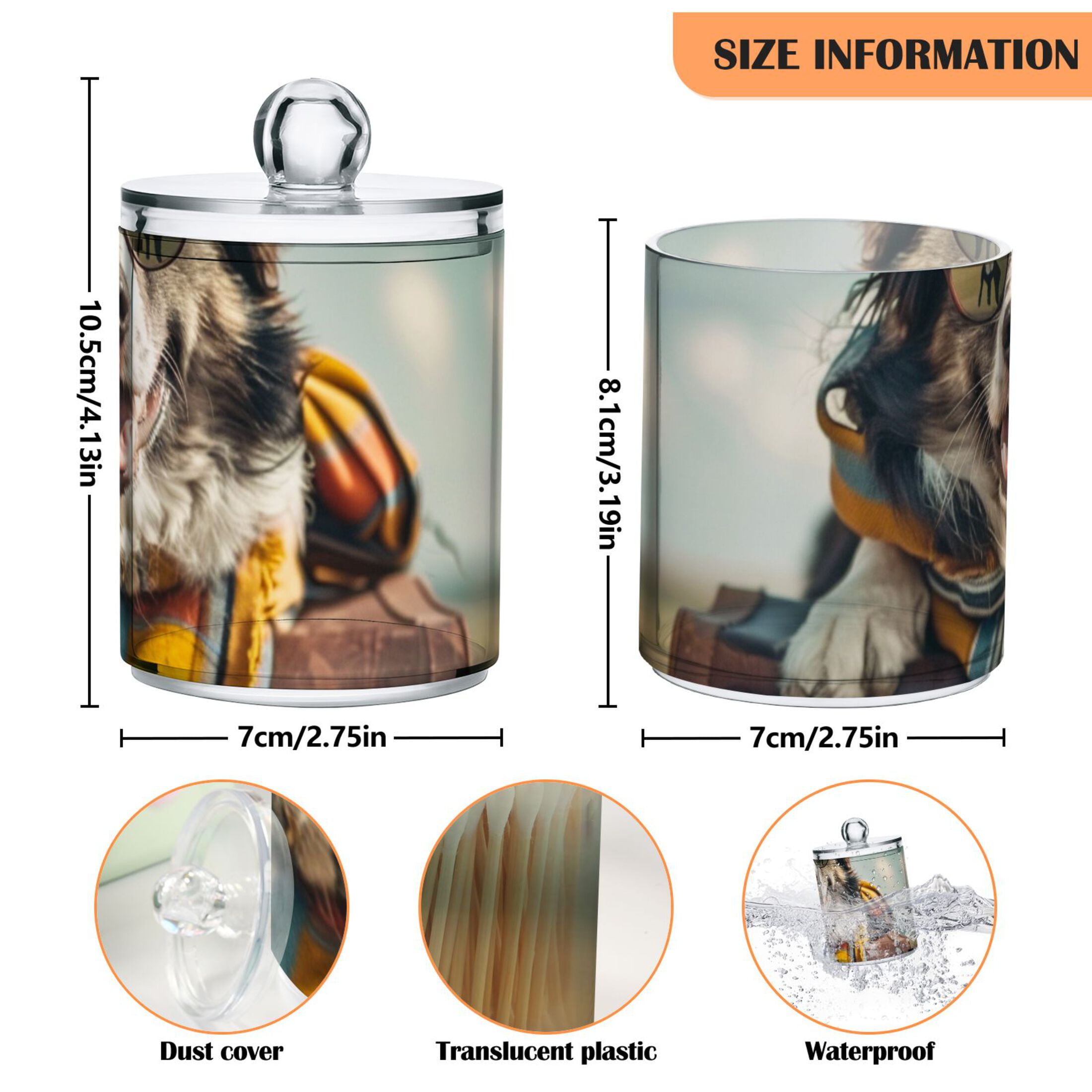 Ckdifva Traveling Dog Storage Jar with Lid Acrylic Organization Storage Containers Set of 4
