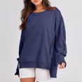 thumbnail image 4 of Sudadera Sudadera con cuello redondo para mujer, sudadera informal de manga larga, jerséis holgados, Tops Kuymtek Azul marino T XXL para Mujer, 4 of 6