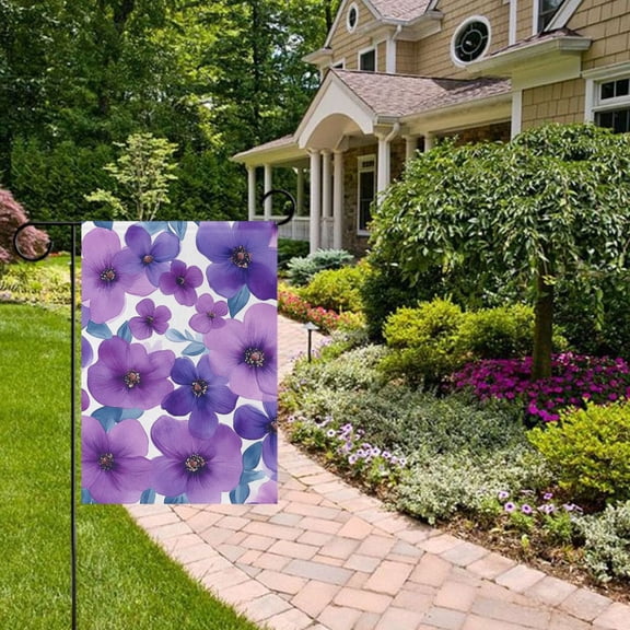 Purple Flower Hand Painted Watercolor Garden Flag 12x18 inch Double Sided Outside Yard Decorations for Home Outdoor