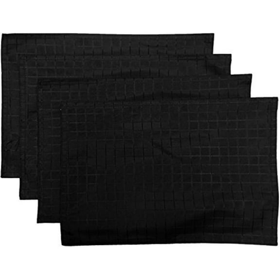 Set of 4, Solid Grid Fused Design Reversible Placemat for Kitchen Dining Table Mats, Easy to Clean, Machine Washable. Size: 13" x 19".