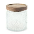 thumbnail image 1 of Ofertas Únicas 1 Pc Tarro de Vidrio Decorativo con Tapa Patrón de Hoja Contenedores Multipropósito [15.22oz], 1 of 5