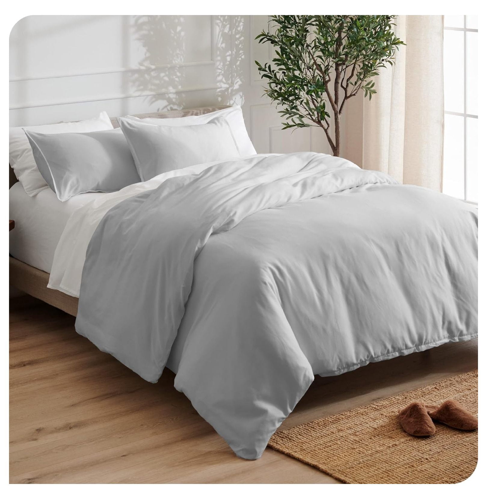 Bedding Duvet Cover Oversized Queen - Premium 1800 Super Soft Collection - Lightweight, Cooling - Soft Breathable Bedding Duvet Cover (Oversized Queen, Cloud Grey)