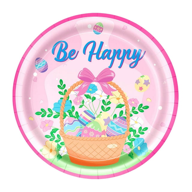 Easter Party Supplies, Happy Easter Party Tableware, Happy Easter Banner, Rabbit Paper Plates Napkins Cups for Easter Spring Party Decorations