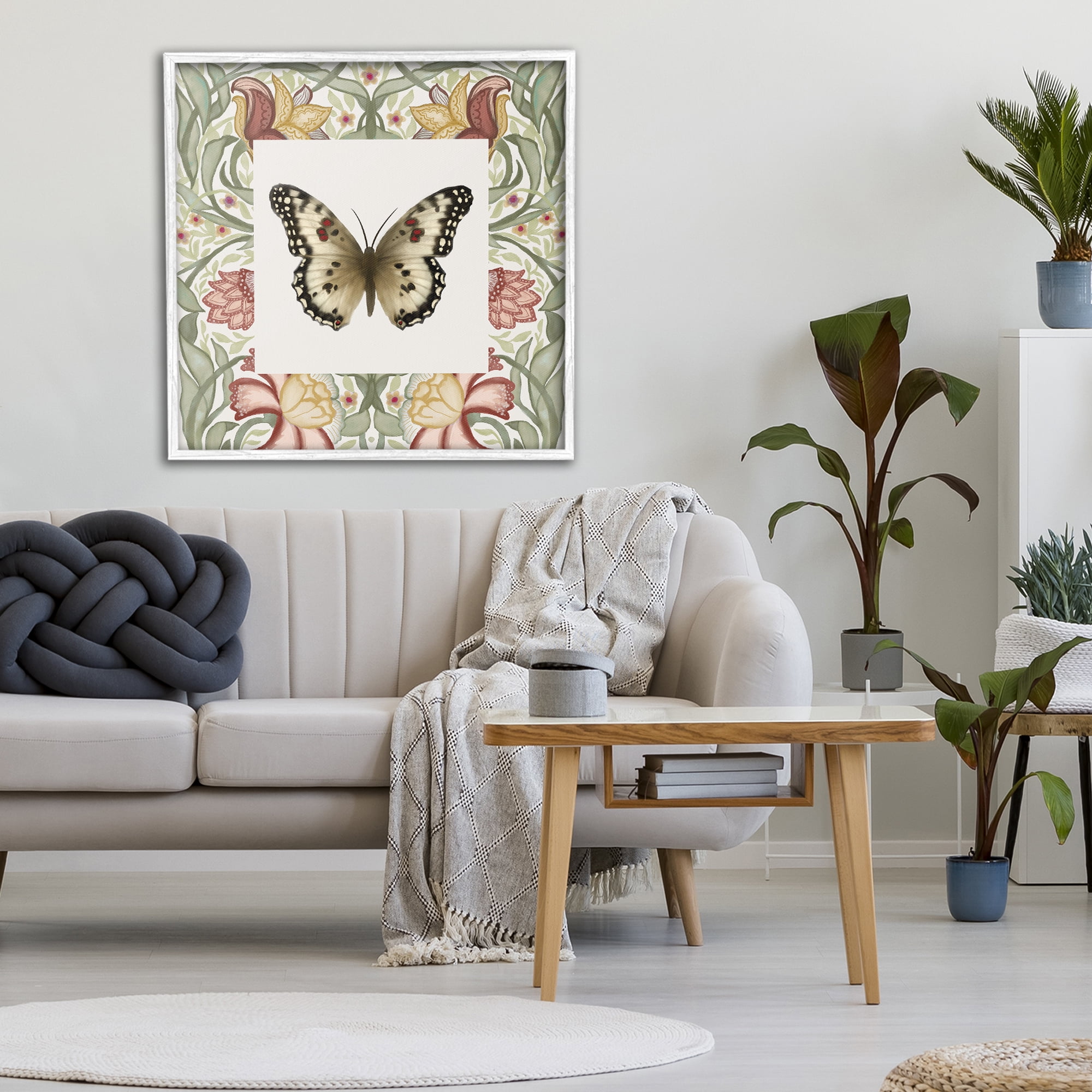 Stupell Industries Warm Toned Baroque Butterfly White Framed Giclee Art, design by Elizabeth Medley