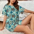thumbnail image 4 of Wukai Turtles And Seahorses Women's Pajama Set,Short-Sleeve Top and Shorts with Elastic Waistband and Pockets for Loungewear, Yoga, and Casual Wear-3X-Large, 4 of 8