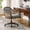 Blue, variant on Rattan Office Desk Chair with Barrel Cane Back, Farmhouse Swivel Accent Chair, Wood Frame Casters Blue