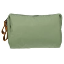 Small Makeup Bag for Purse Travel Handy Mini Portable Cosmetic Bag for Women Dark Green Beige