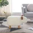 thumbnail image 2 of Decorative Animal Storage Stool for Kids, Durable Storage Wood Foot Stool Rest Legs, Bedroom Furniture, White Sheep Footstool Look, Cartoon Chair for Home with Solid Wood Legs, 2 of 7