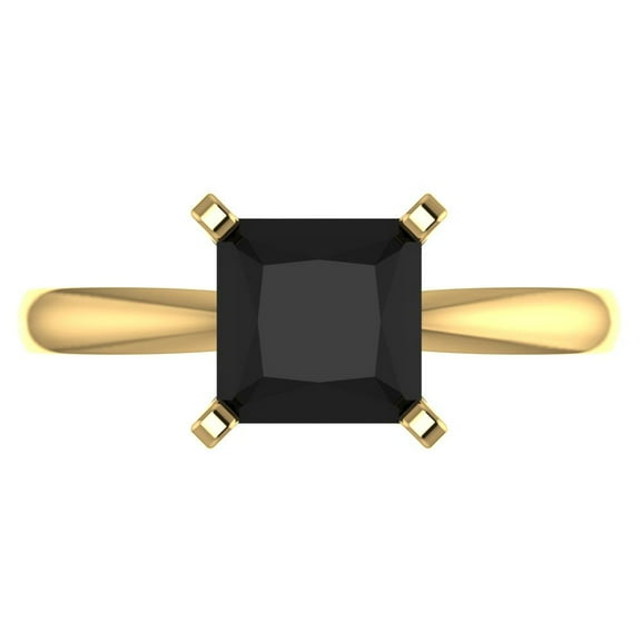 Solitaire Engagement Ring for Women - 2ct Natural Onyx in 14K Yellow Gold Promise Ring