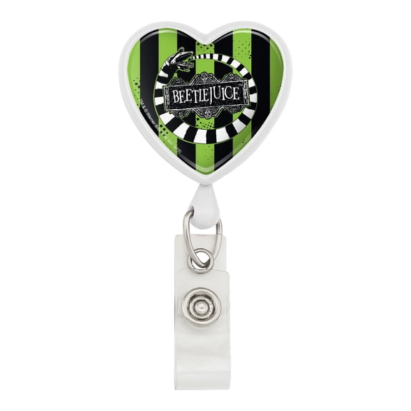 Beetlejuice Beetle Worm Heart Lanyard Retractable Reel Badge ID Card Holder