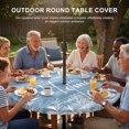 thumbnail image 3 of Round Outdoor Tablecloth with Umbrella Hole and Zipper, Vintage Sky Blue Tablecloth with Elastic Waterproof, Farmhouse Florals Leaf Coastal Sweet Home Patio Table Covers for 31" - 35" Pool Tables, 3 of 9