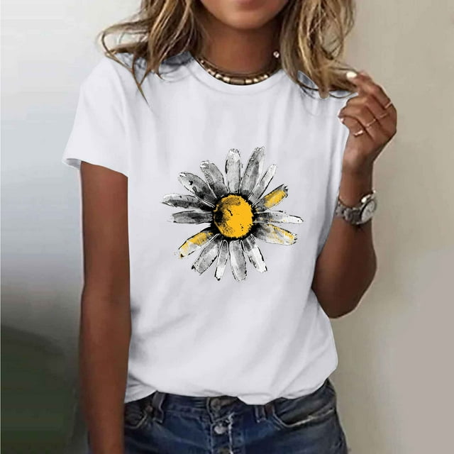 Ovbmpzd Hauts Confortables pour Femmes Manches Courtes Drôles Chandail Blanc T-Shirts Graphiques TTG