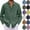 #02 Dark Green, variant on Mens Cotton Linen Shirts Long Sleeve Beach Henley Button Down Shirts Casual Lightweight V Neck Loose Shirts,Dark Green XL