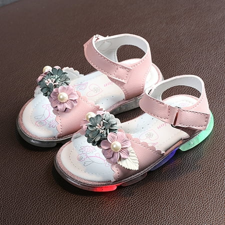 

Pearl Princess Sandals LED Shoes Kids Toddler Girls Floral Soft Baby Girl s shoes