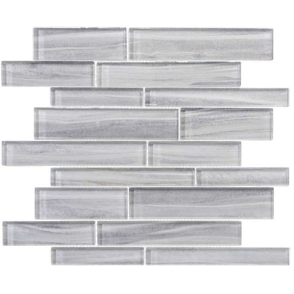 Hoem Avodo Gray Wood Look Brick Joint Polished Glass Mosaic Wall and Floor Tile
